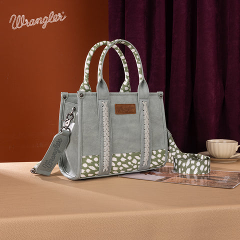 SP-WG102-8120SDEER-Mint  Wrangler Deer Print Concealed Carry Tote/Crossbody - Mint