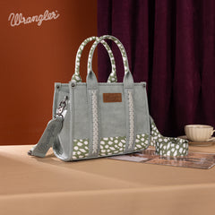 SP-WG102-8120SDEER-Mint  Wrangler Deer Print Concealed Carry Tote/Crossbody - Mint