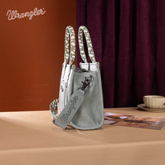 SP-WG102-8120SDEER-Mint  Wrangler Deer Print Concealed Carry Tote/Crossbody - Mint