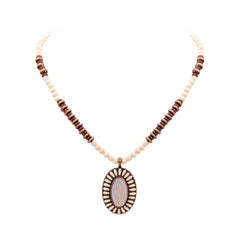 RNS-04-122  Rustic Couture's  Beaded Necklace With Beaded Pendant