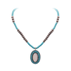 RNS-04-122  Rustic Couture's  Beaded Necklace With Beaded Pendant