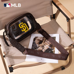 MLB-SD109CF  MLB San Diego Padres Team Clear Crossbody Bag/Stadium Bag - Coffee