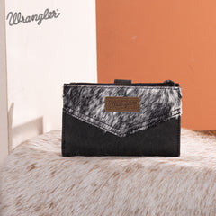WG162-W0332 Wrangler Genuine Hair-On Cowhide Card Holder Bi-Fold Wallet