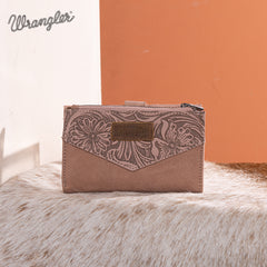 WG162-W0331  Wrangler Floral Tooled Card Holder Bi-Fold Wallet