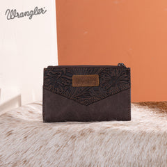 WG162-W0331  Wrangler Floral Tooled Card Holder Bi-Fold Wallet