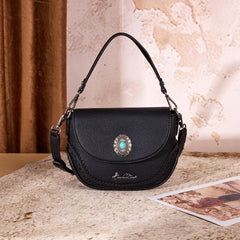 MW1340-8360  Montana West Turquoise Concho Saddle Crossbody - Black