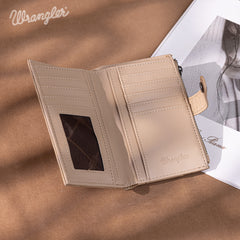 WG162-W0331  Wrangler Floral Tooled Card Holder Bi-Fold Wallet