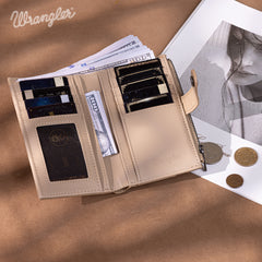 WG162-W0331  Wrangler Floral Tooled Card Holder Bi-Fold Wallet