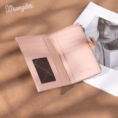 WG162-W0331  Wrangler Floral Tooled Card Holder Bi-Fold Wallet