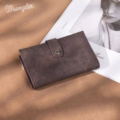 WG162-W0332 Wrangler Genuine Hair-On Cowhide Card Holder Bi-Fold Wallet