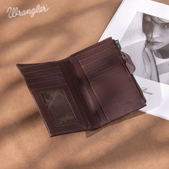WG162-W0332 Wrangler Genuine Hair-On Cowhide Card Holder Bi-Fold Wallet