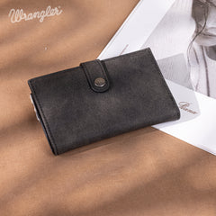 WG162-W0332 Wrangler Genuine Hair-On Cowhide Card Holder Bi-Fold Wallet