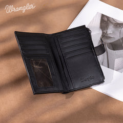 WG162-W0332 Wrangler Genuine Hair-On Cowhide Card Holder Bi-Fold Wallet