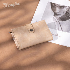 WG162-W0332 Wrangler Genuine Hair-On Cowhide Card Holder Bi-Fold Wallet