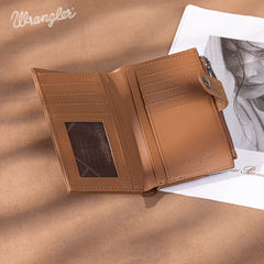 WG162-W0332 Wrangler Genuine Hair-On Cowhide Card Holder Bi-Fold Wallet