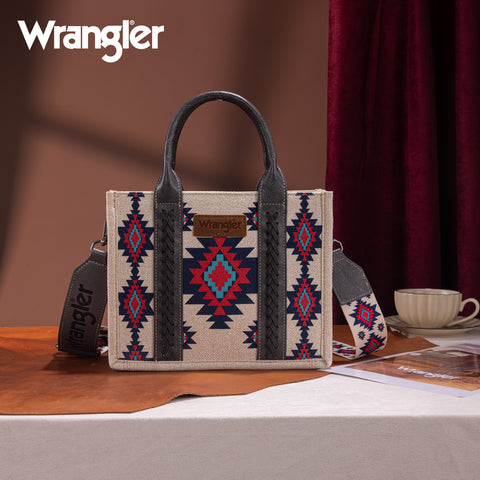 WG226-8120S  Wrangler Aztec Pattern Dual Sided Print -Tote/Crossbody -Black