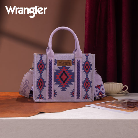 WG226-8120S  Wrangler Aztec Pattern Dual Sided Print -Tote/Crossbody -Purple