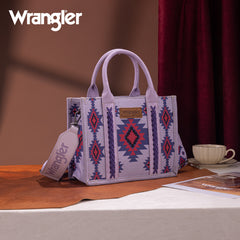 WG226-8120S  Wrangler Aztec Pattern Dual Sided Print -Tote/Crossbody -Purple