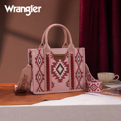 WG226-8120S  Wrangler Aztec Pattern Dual Sided Print -Tote/Crossbody -Dark Pink