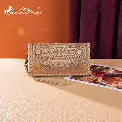 MW1354-W018  Montana West Tooled Aztec Collection Wallet