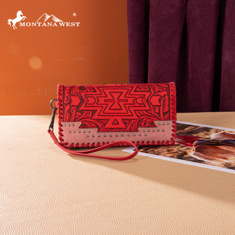 MW1354-W018  Montana West Tooled Aztec Collection Wallet