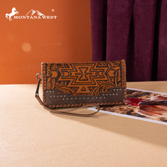 MW1354-W018  Montana West Tooled Aztec Collection Wallet