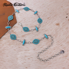 RCB-03-113TQ  Rustic Couture Western Turquoise Bead Concho Link Chain Belt
