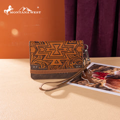 MW1354-W2004  Montana West Tooled Aztec Collection Wrap Wallet