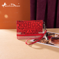 MW1354-W2004  Montana West Tooled Aztec Collection Wrap Wallet