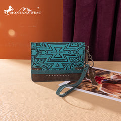 MW1354-W2004  Montana West Tooled Aztec Collection Wrap Wallet
