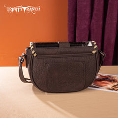 TR204-8360  Trinity Ranch Western Hair-On Cowhide Saddle Crossbody -Coffee