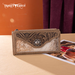 TR203-W2002 Trinity Ranch Hair-On Cowhide Tooled Collection Wallet