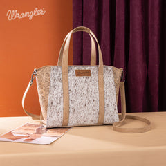 WG252-8012  Wrangler Genuine Hair-On Cowhide  Wide Tote/Crossbody - Tan