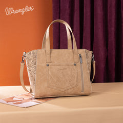 WG252-8012  Wrangler Genuine Hair-On Cowhide  Wide Tote/Crossbody - Tan