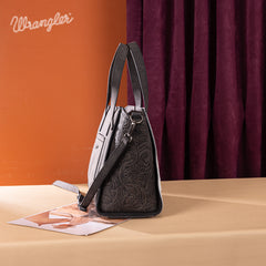 WG252-8012  Wrangler Genuine Hair-On Cowhide  Wide Tote/Crossbody Black