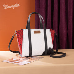 WG252-8012  Wrangler Genuine Hair-On Cowhide  Wide Tote/Crossbody- Red