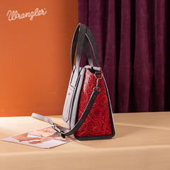 WG252-8012  Wrangler Genuine Hair-On Cowhide  Wide Tote/Crossbody- Red