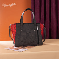 WG252-8012  Wrangler Genuine Hair-On Cowhide  Wide Tote/Crossbody- Red