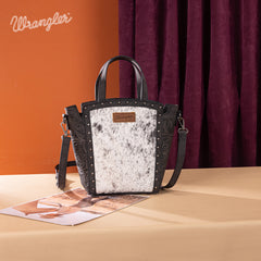 WG252-8014  Wrangler Genuine Hair-On Cowhide Tote/Crossbody - Black