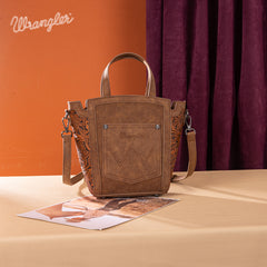 WG252-8014  Wrangler Genuine Hair-On Cowhide Tote/Crossbody - Brown