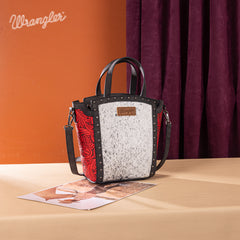 WG252-8014  Wrangler Genuine Hair-On Cowhide Tote/Crossbody - Red