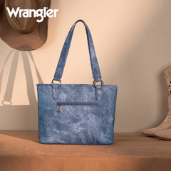WG219-8317  Wrangler "W" Stitch Water Repellent Denim Pocket Zippered Tote Bag- Jean