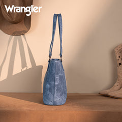WG219-8317  Wrangler "W" Stitch Water Repellent Denim Pocket Zippered Tote Bag- Jean