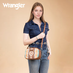 WG313-8365   Wrangler Sherpa Aztec Canvas Crossbody - Brown
