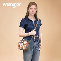 WG313-8365   Wrangler Sherpa Aztec Canvas Crossbody - Green