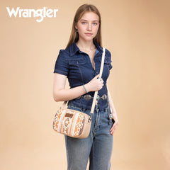 WG313-8365   Wrangler Sherpa Aztec Canvas Crossbody - Tan