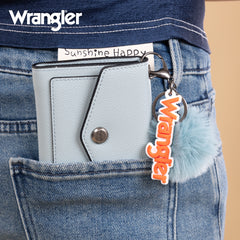 WG274-W079   Wrangler Tri-Fold Wallet with Keyring Pom Pom - Jean