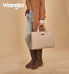 WG390-8110  Wrangler Structured Work Tote/Large Carry-All Tote/Crossbody with Pouch - Tan