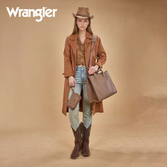 WG390-8110  Wrangler Structured Work Tote/Large Carry-All Tote/Crossbody with Pouch - Camel