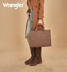 WG390-8110  Wrangler Structured Work Tote/Large Carry-All Tote/Crossbody with Pouch - Camel